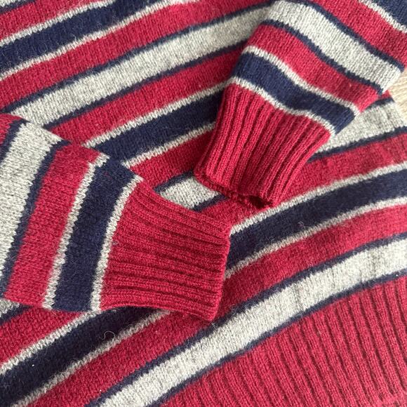 VTG Brooks Brothers Sweater Mens Small 20 red blue Shetland Wool Striped - Picture 3 of 5